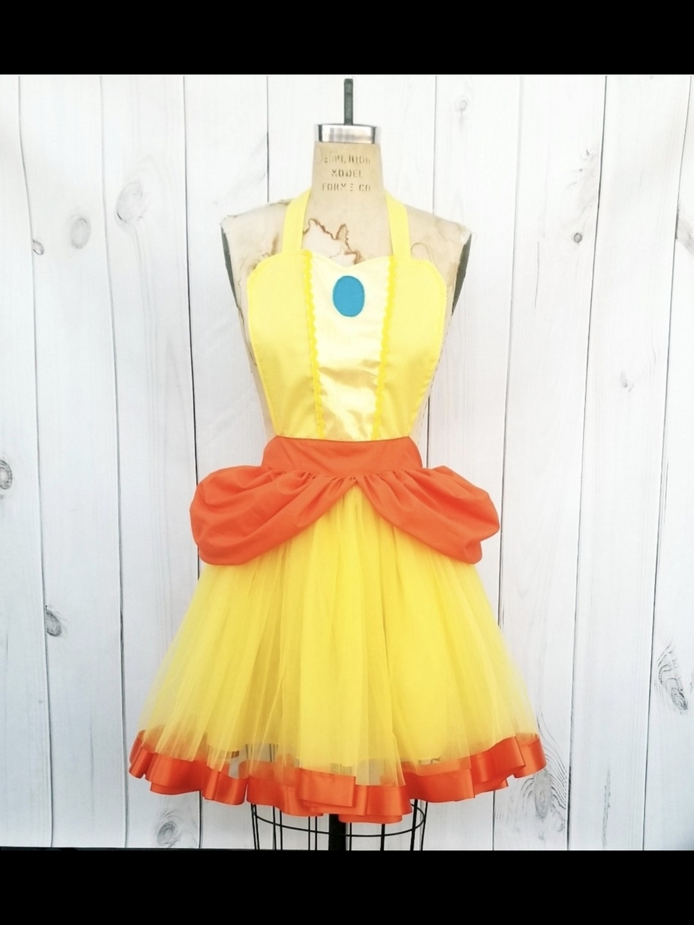 Princess Daisy Halloween Costume Womens Tutu Apron Handmade Cosplay XS-12